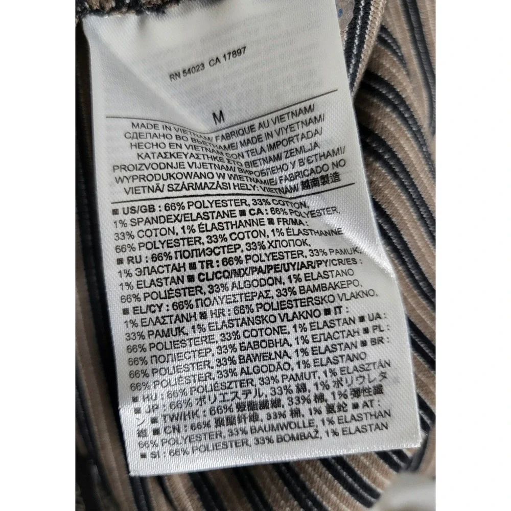 Banana Republic Striped A-Line Mini Skirt Black Tan Knit M Preppy Parisian Chic